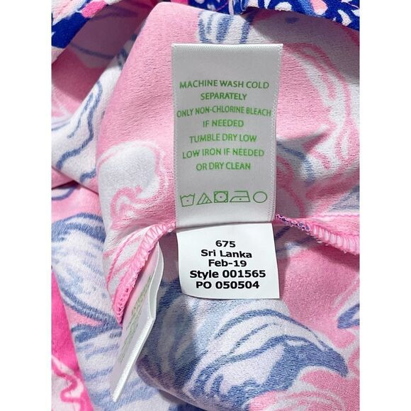 Lilly Pulitzer Marla Romper Sun Drenched Pink Tropics Ruffle Hem Crepe Size 00 - Picture 9 of 13